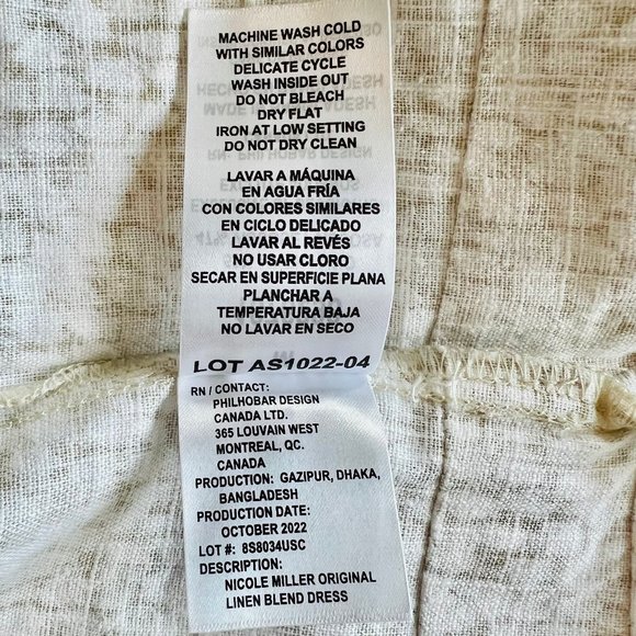 NWT Nicole Miller Original Ladies' White & Tan Pleat Hem Linen Blend Shirt Dress - Picture 8 of 14